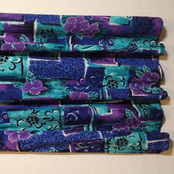 Vintage Jessica Scott Blue Purple And Teal Floral Midi Skirt With Pockets Size M - Picture 3 of 8